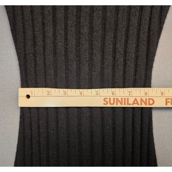 Quince Mongolian Cashmere Black Dress Womens Small Wide Rib Midi Stretch Scoop - Picture 9 of 13